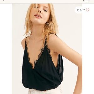 NWT Free people lost dream silk Cami bodysuit size L